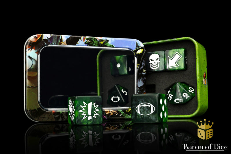 Load image into Gallery viewer, Warp Green - Bloody Football Dice (Set of 7)
