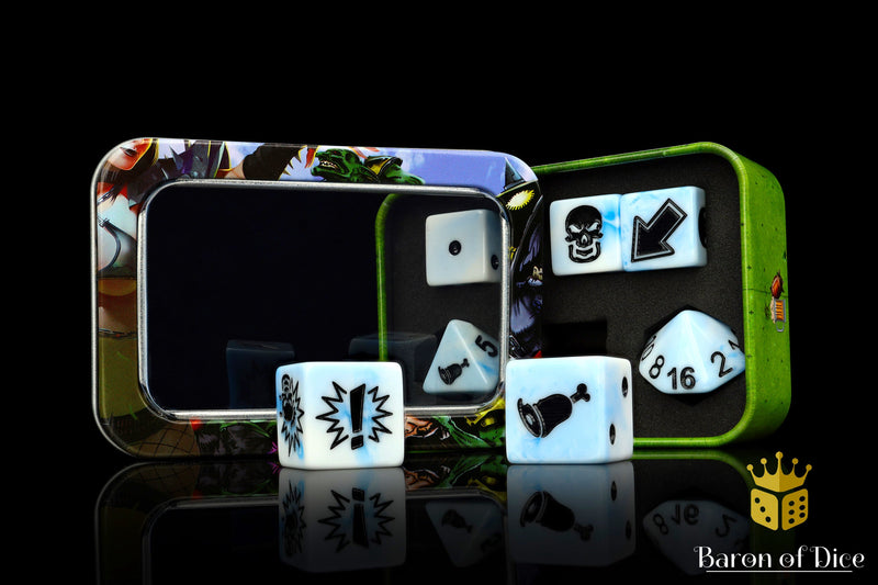 Load image into Gallery viewer, White Ice - Bloody Football Dice (Set of 7)
