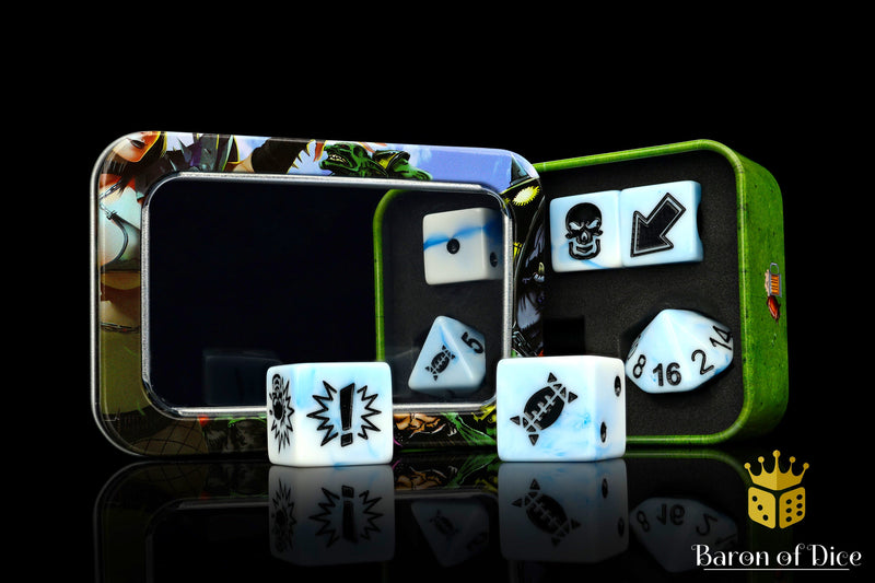 Load image into Gallery viewer, White Ice - Bloody Football Dice (Set of 7)
