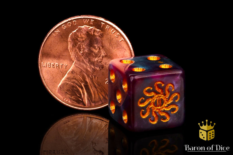 Load image into Gallery viewer, Cult of Knowledge Dice - Teal &amp; Purple
