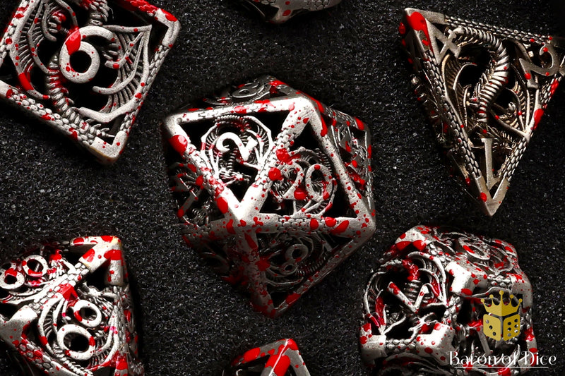 Load image into Gallery viewer, Bloody Dragon Metal RPG Dice - 7 Pieces
