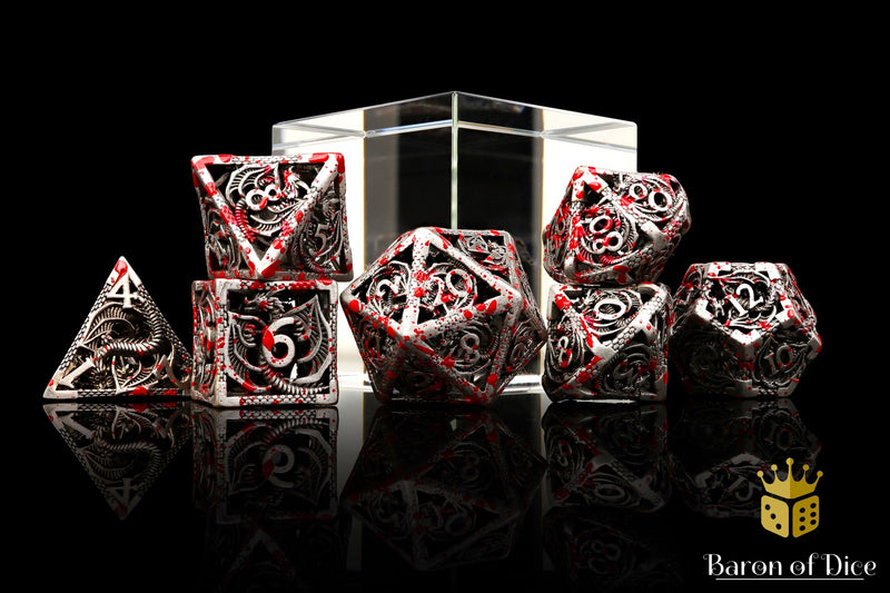 Load image into Gallery viewer, Bloody Dragon Metal RPG Dice - 7 Pieces
