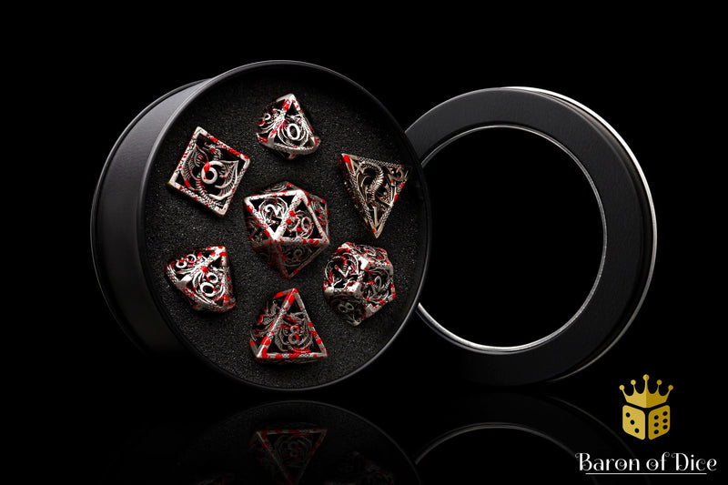 Load image into Gallery viewer, Bloody Dragon Metal RPG Dice - 7 Pieces
