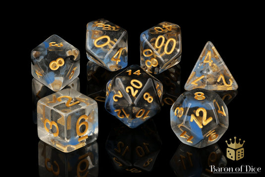 Blue & Black RPG Dice Set - 7 Pieces