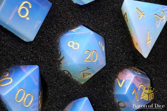 Natural Opal Gemstone RPG Dice Set - 7 Pieces