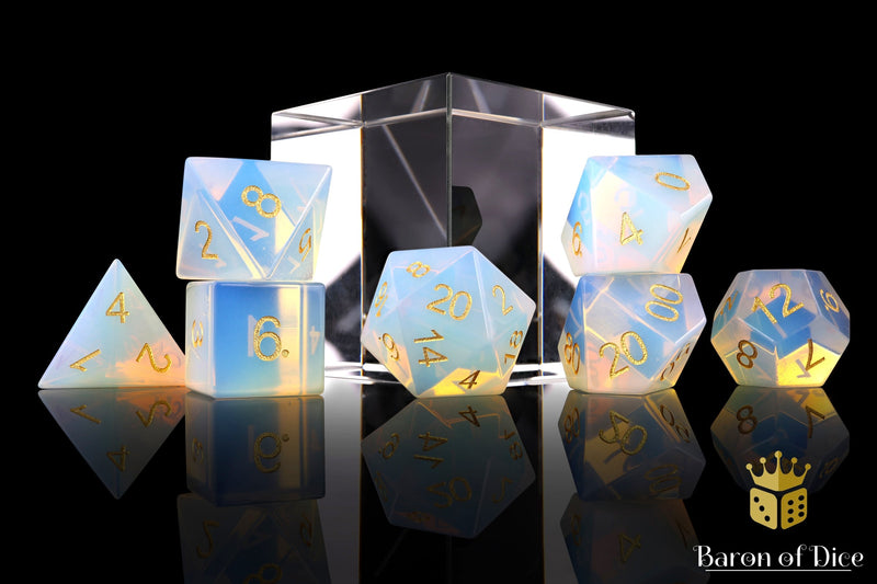 Load image into Gallery viewer, Natural Opal Gemstone RPG Dice Set - 7 Pieces
