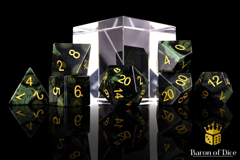 Load image into Gallery viewer, Natural Warp Stone RPG Dice Set - 7 Pieces
