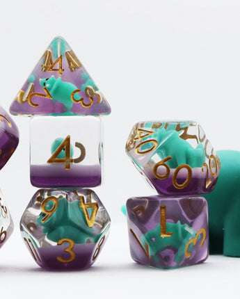 Green Triceratops RPG Dice Set 