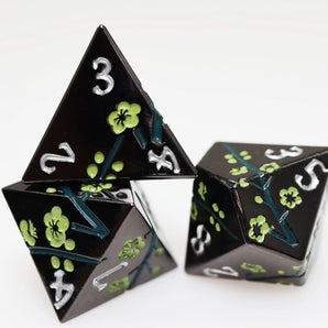 Metallic Bouquet: Dark Green Hellebore - Metal RPG Dice Set 