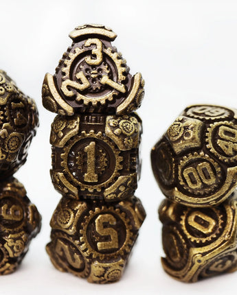 Airship Gears: Brazen Bulkhead - Metal RPG Dice Set 