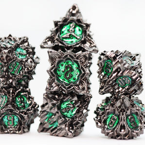 Floral Starburst: Midnight Forest - Metal RPG Dice Set 