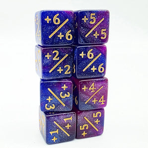 +1/+1 Dark Blue & Purple Glitter Counters for Magic - set of 8 