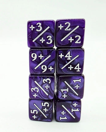 +1/+1 Pearl Purple Counters for Magic - Set of 8 
