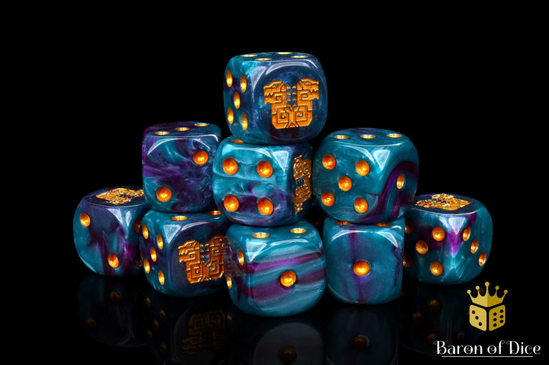 Load image into Gallery viewer, Mayan Lizard Dice
