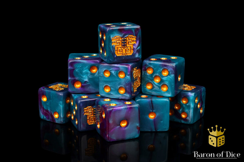 Load image into Gallery viewer, Mayan Lizard Dice
