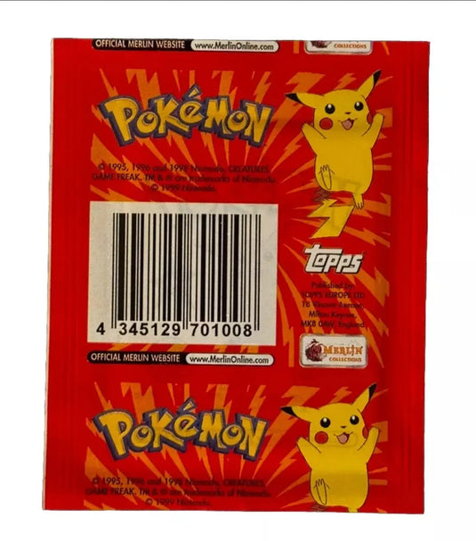 Pokemon Topps 1999 Merlin Sticker Sealed Pack 