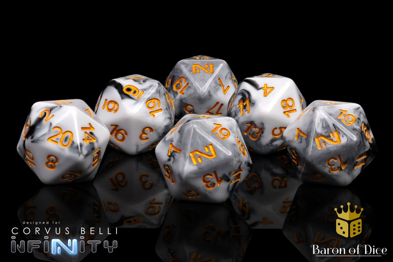 Load image into Gallery viewer, Infinity: N4 Marbled w/ Gold - Official Dice Set 
