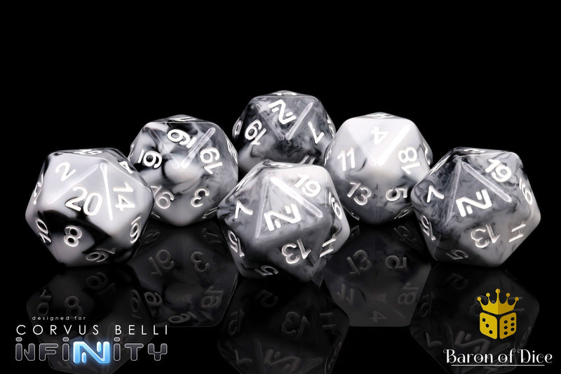 Load image into Gallery viewer, Infinity: N4 Marbled w/ White - Official Dice Set 
