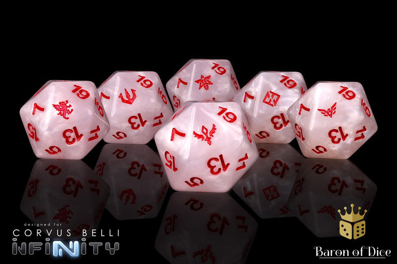 Load image into Gallery viewer, Infinity: PanOceania - Kestrel Colonial Force - Official Dice Set 
