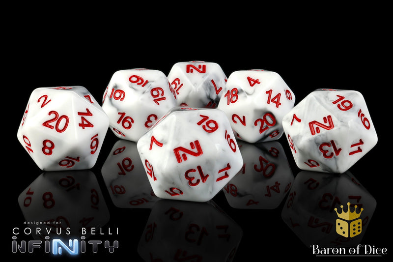 Load image into Gallery viewer, Infinity: N4 Marbled w/ Red - Official Dice Set 
