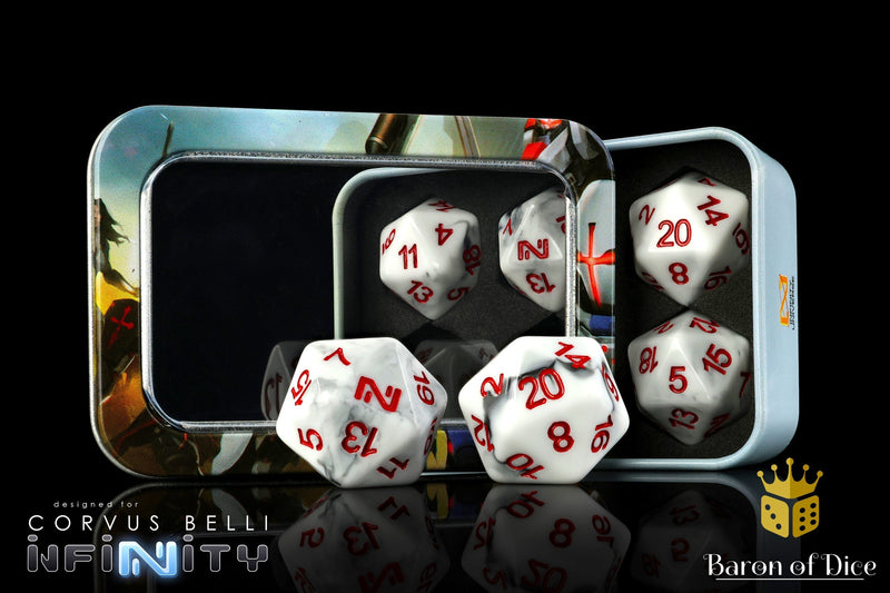 Load image into Gallery viewer, Infinity: N4 Marbled w/ Red - Official Dice Set 
