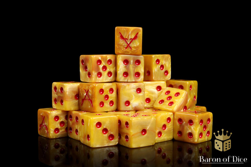 Load image into Gallery viewer, Men of the East Dice - Yellow Crossed Pikes
