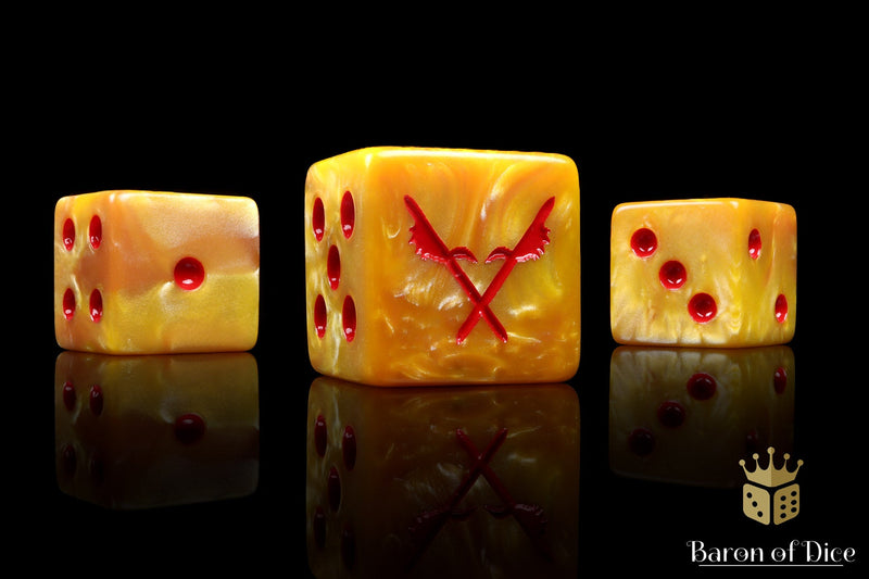 Load image into Gallery viewer, Men of the East Dice - Yellow Crossed Pikes
