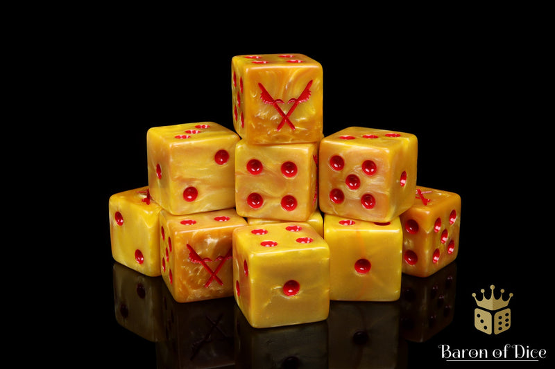 Load image into Gallery viewer, Men of the East Dice - Yellow Crossed Pikes
