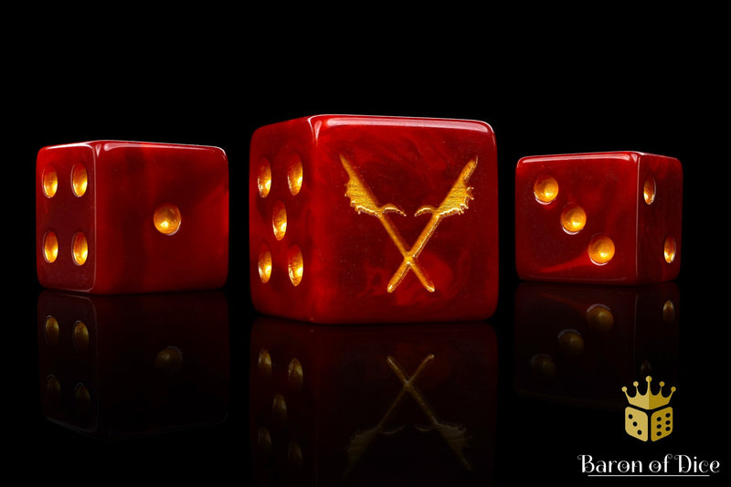 Load image into Gallery viewer, Men of the East Dice - Red Crossed Pikes
