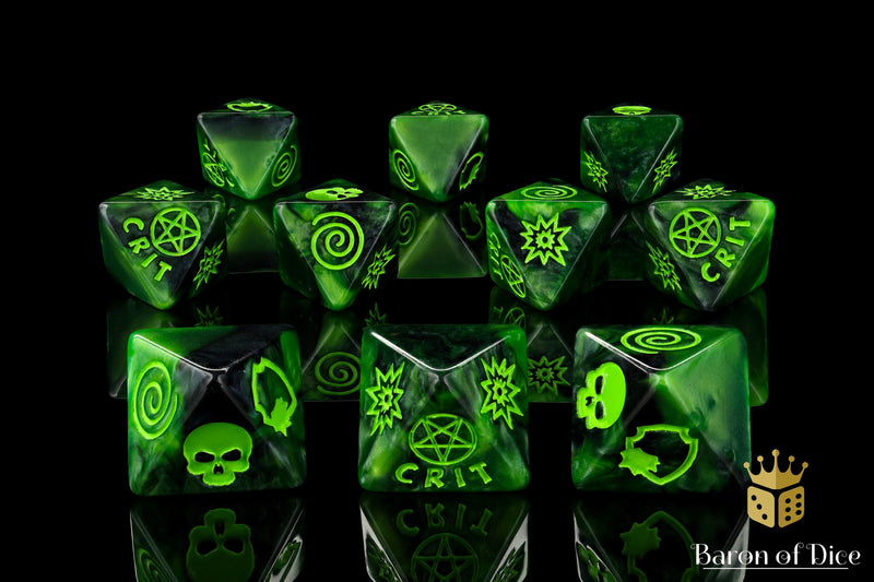 Load image into Gallery viewer, Dark Illuminati D8 Dice Set
