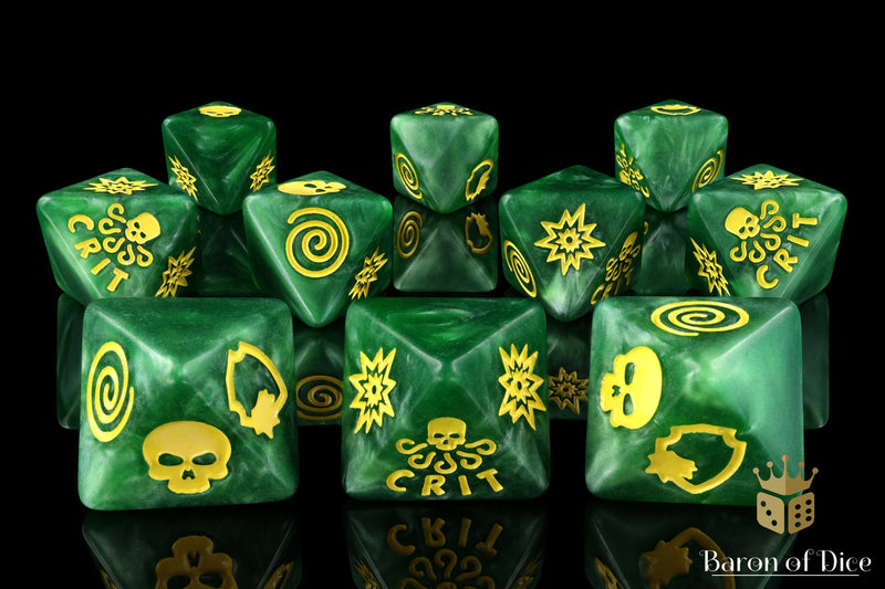 Load image into Gallery viewer, World Domination Green D8 Dice Set
