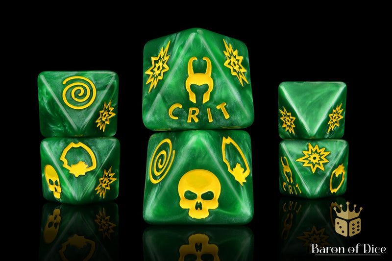 Load image into Gallery viewer, Loki&#39;s Mischief D8 Dice Set
