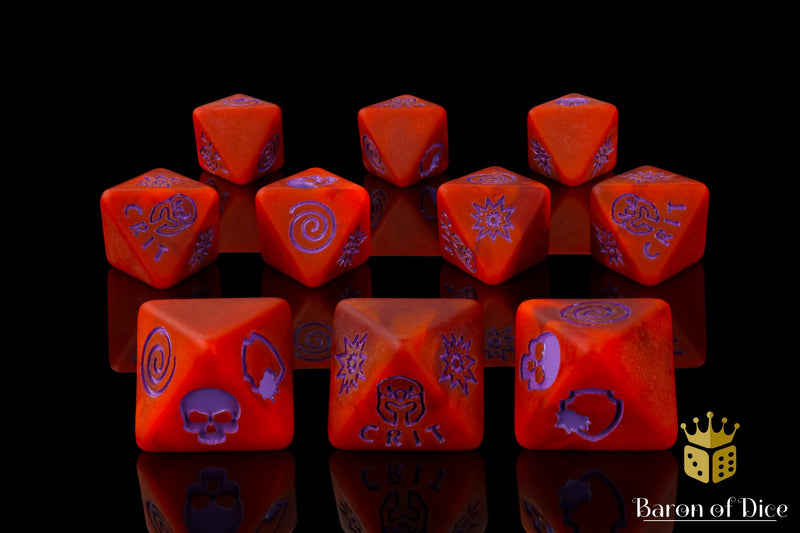 Load image into Gallery viewer, Menacing Mutants - Red Matte D8 Dice Set
