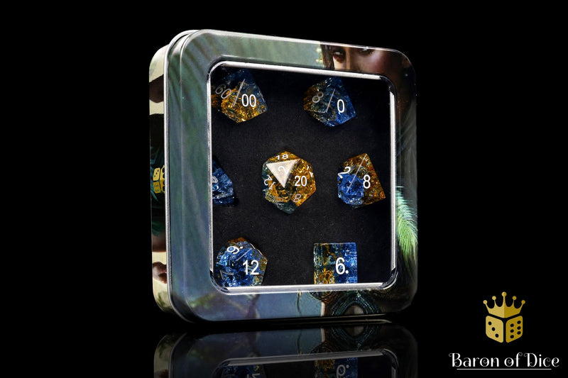 Load image into Gallery viewer, Lapis Lazuli Gemstone RPG Dice Set - 7 Pieces
