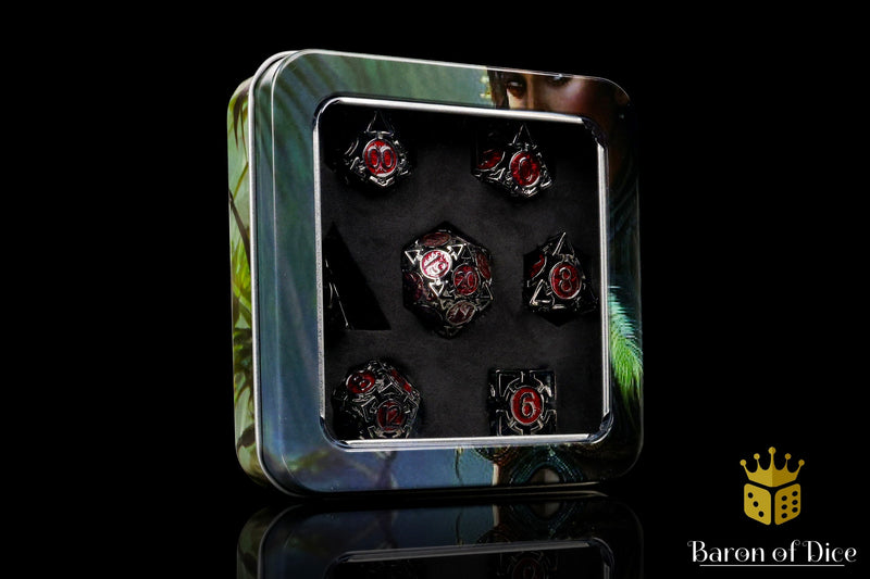 Load image into Gallery viewer, Which Way is Up? Metal RPG Dice Set - 7 Pieces
