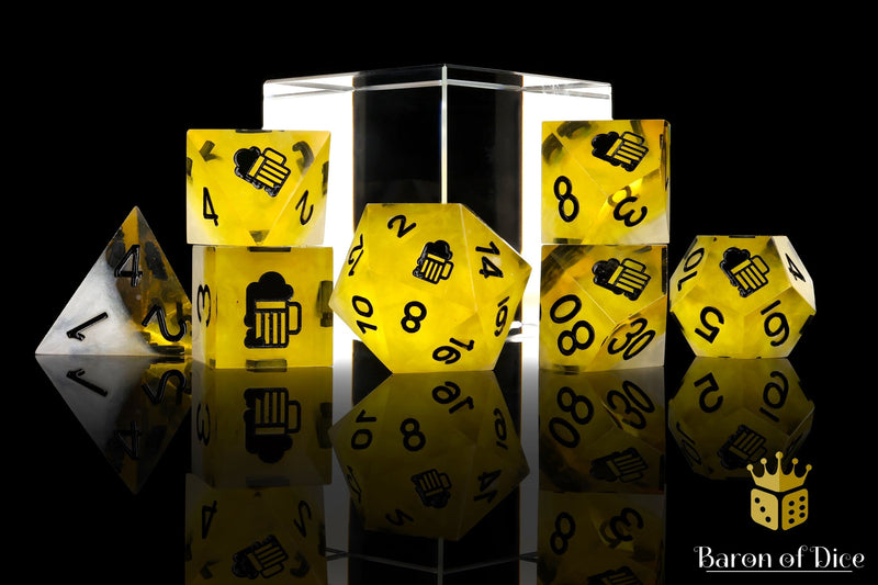 Load image into Gallery viewer, Draft Beer! Sharp Edge RPG Dice Set - 7 Pieces
