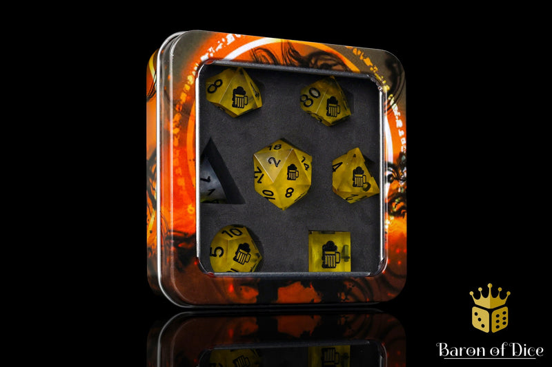 Load image into Gallery viewer, Draft Beer! Sharp Edge RPG Dice Set - 7 Pieces
