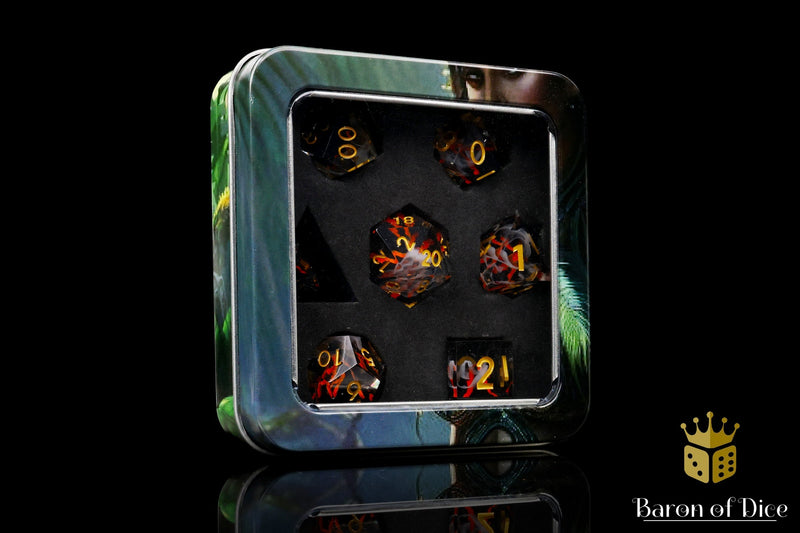 Load image into Gallery viewer, Volcano Sharp Edge RPG Dice Set - 7 Pieces
