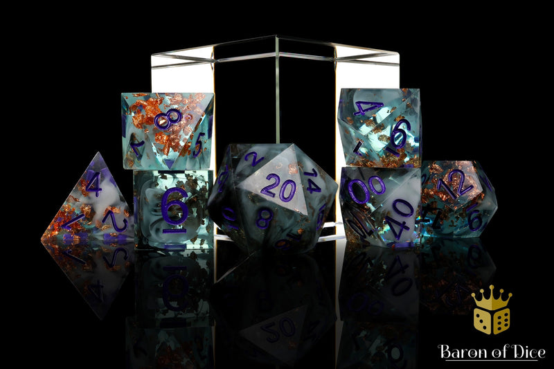 Load image into Gallery viewer, Gloomy Dockyard Sharp Edge RPG Dice - 7 Pieces 
