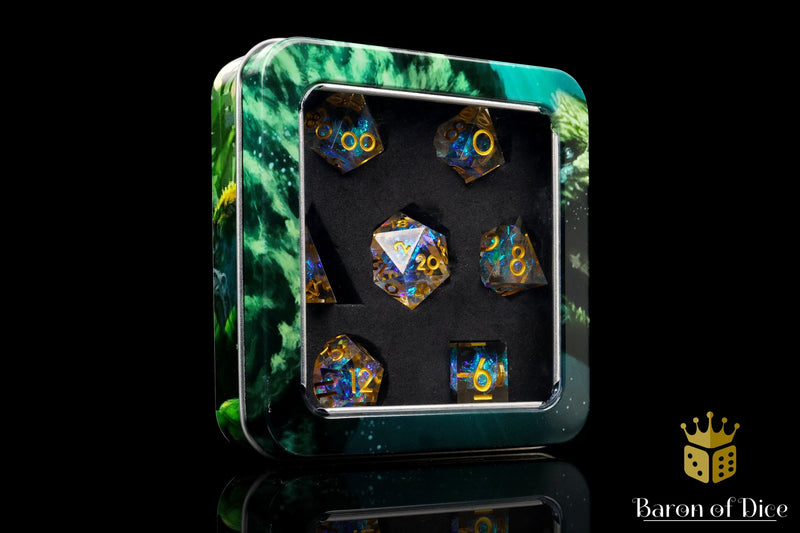 Load image into Gallery viewer, Shiny Like A Diamond! Sharp Edge RPG Dice Set - 7 Pieces
