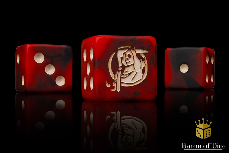 Load image into Gallery viewer, Red Bluff Grim Reaper Dice 
