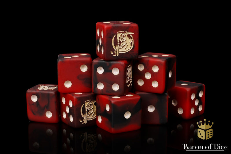 Load image into Gallery viewer, Red Bluff Grim Reaper Dice 
