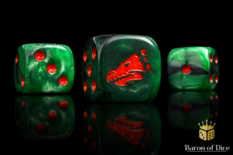 Load image into Gallery viewer, Drake Dice - Green &amp; Orange
