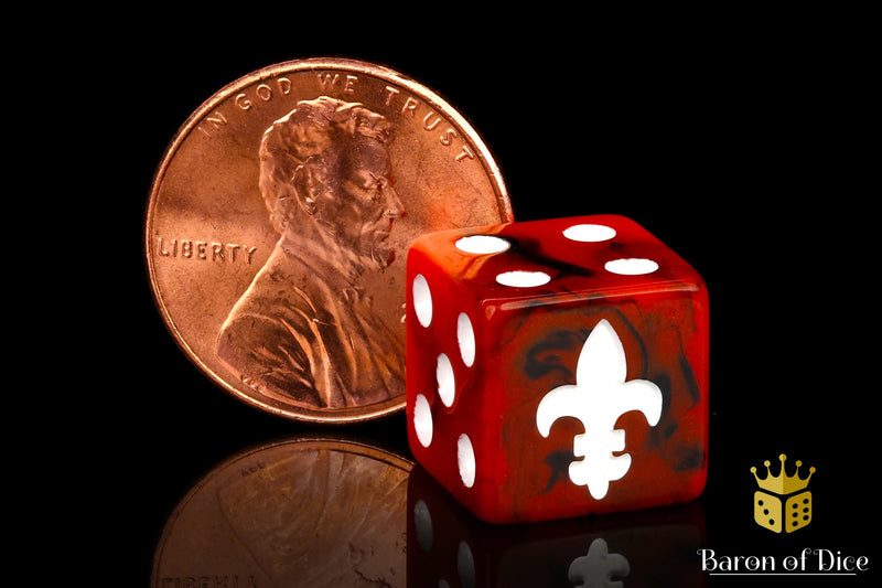 Load image into Gallery viewer, Fleur De Lis Dice - Red
