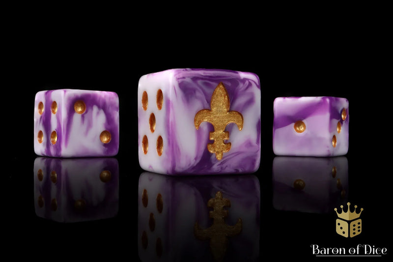 Load image into Gallery viewer, Fleur De Lis Dice - Purple
