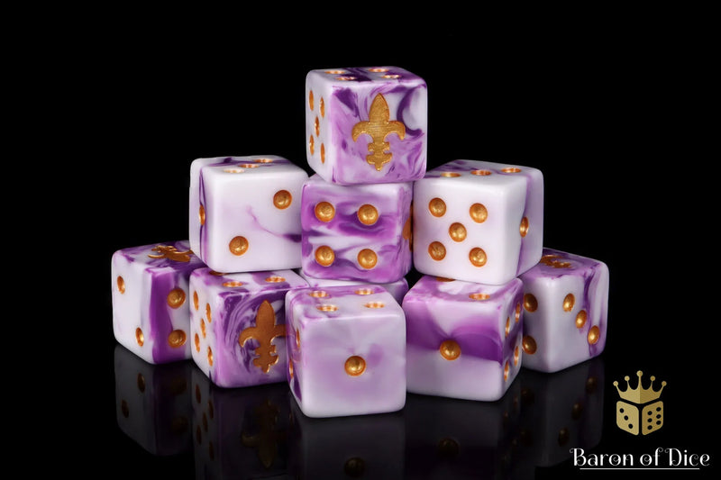 Load image into Gallery viewer, Fleur De Lis Dice - Purple
