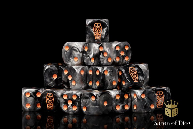 Load image into Gallery viewer, Day of the Dead Dice - Orange Coffin
