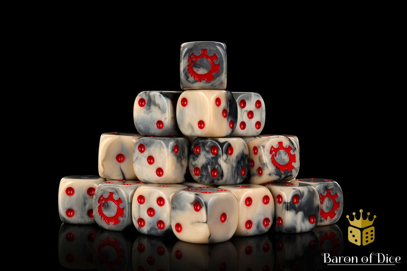 Load image into Gallery viewer, Alien Dice - Beige &amp; Red
