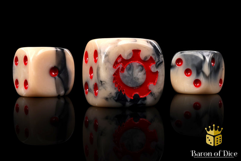 Load image into Gallery viewer, Alien Dice - Beige &amp; Red
