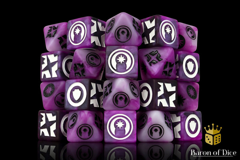 Load image into Gallery viewer, Good Karma (Purple) Galactic Skirmish Dice - Set of 20
